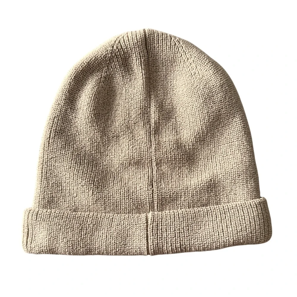 Madewell Womens Minimalist Beanie Cuffed Recycled Knit OS Tan Casual Ribbed Hat